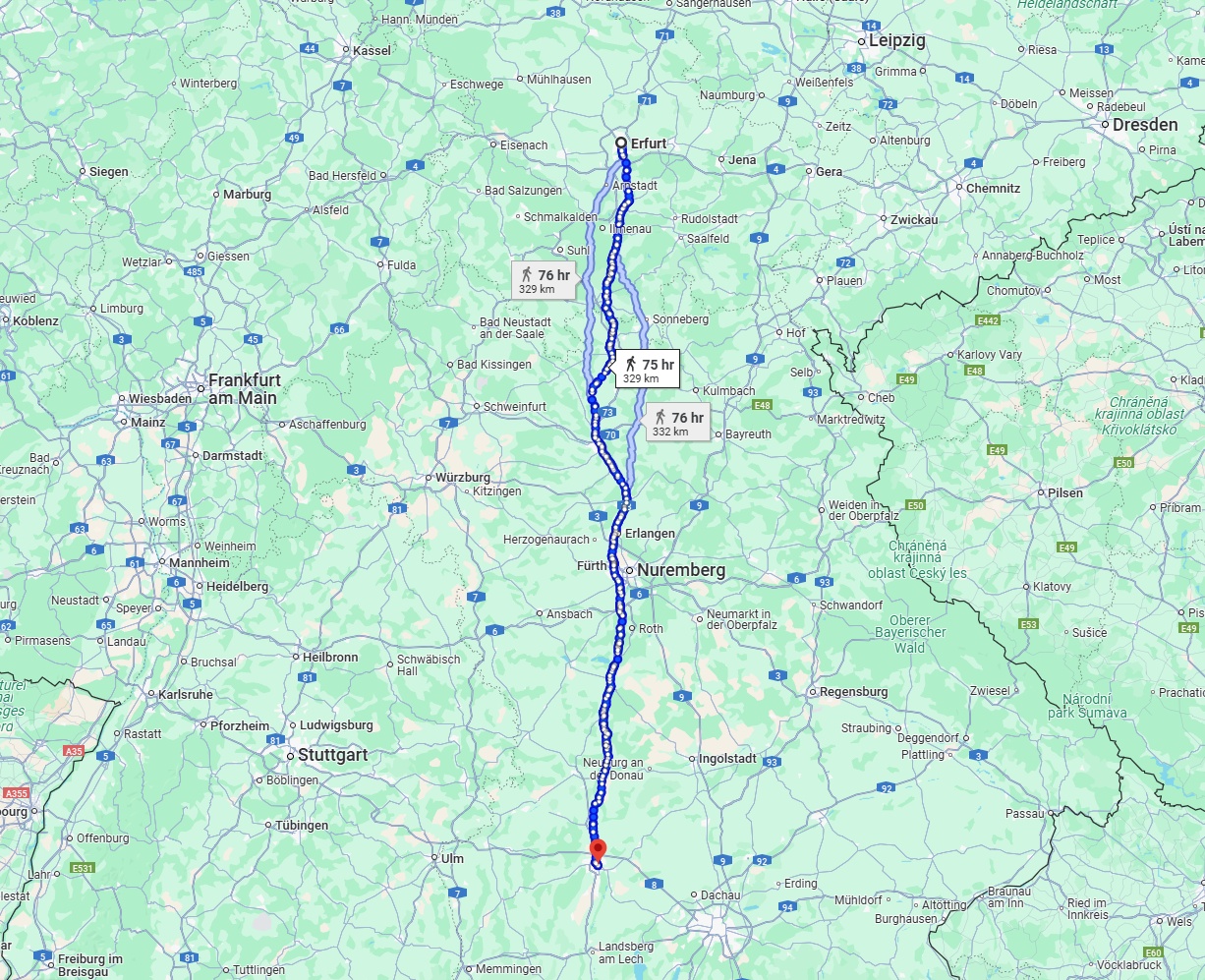 Anreise von Erfurt Zu Augsburg Über 