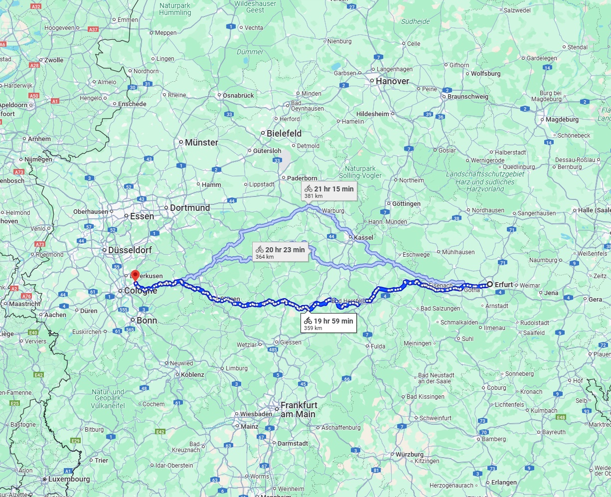 Anreise von Erfurt Zu Bergisch Gladbach Über 