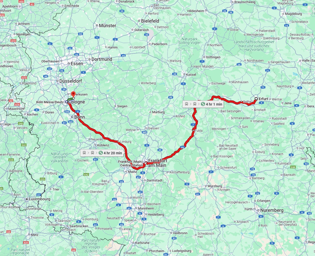 Anreise von Erfurt Zu Bergisch Gladbach Über 