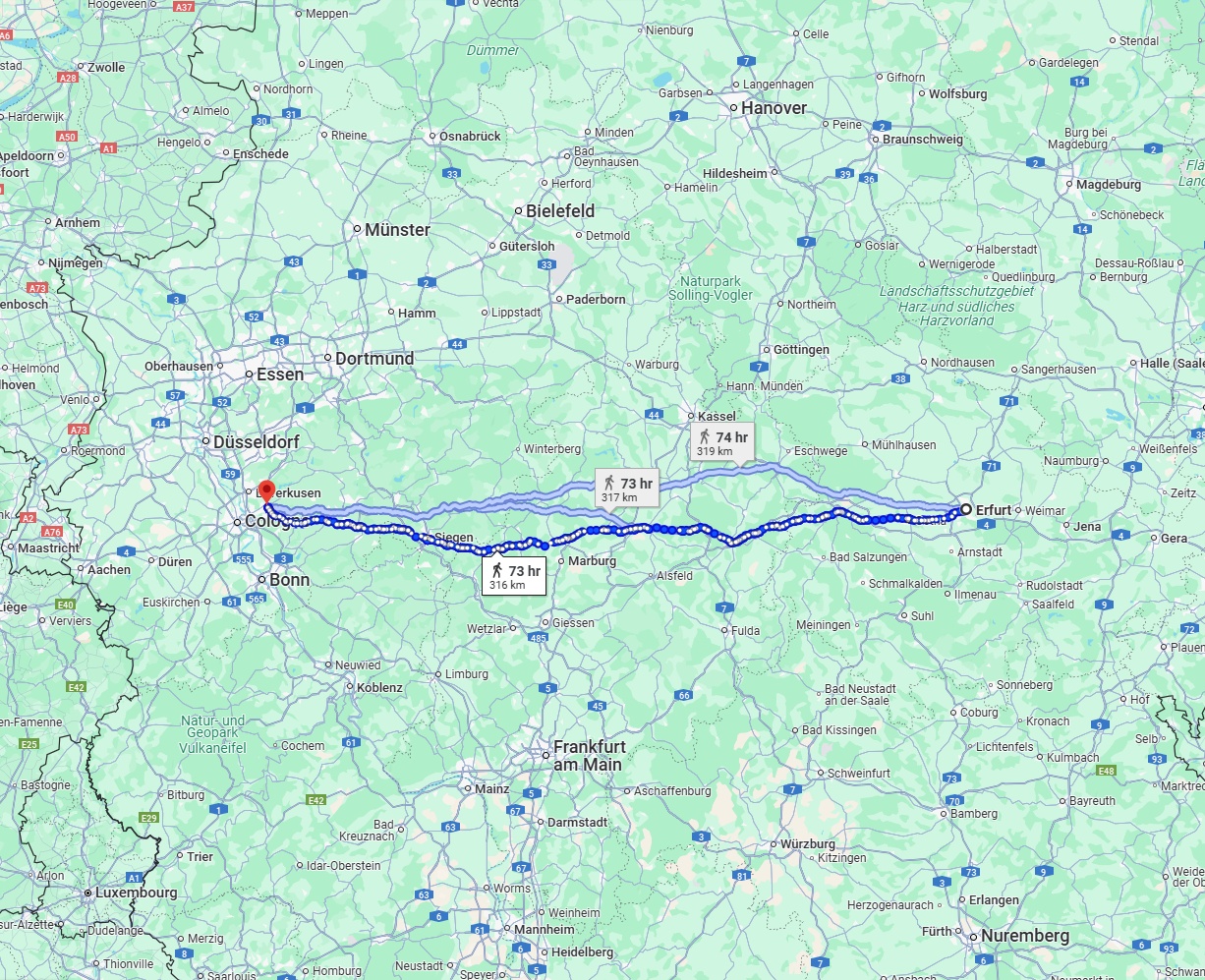 Anreise von Erfurt Zu Bergisch Gladbach Über 