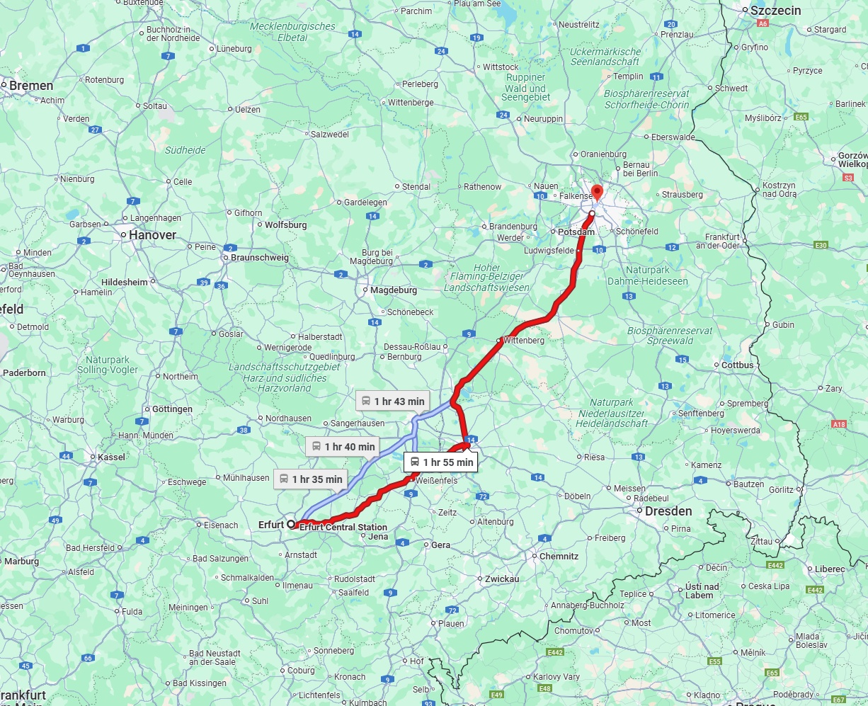 Anreise von Erfurt Zu Berlin Über 