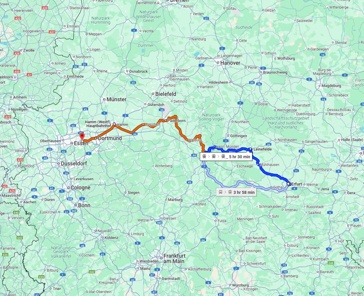 Anreise von Erfurt Zu Bochum Über 