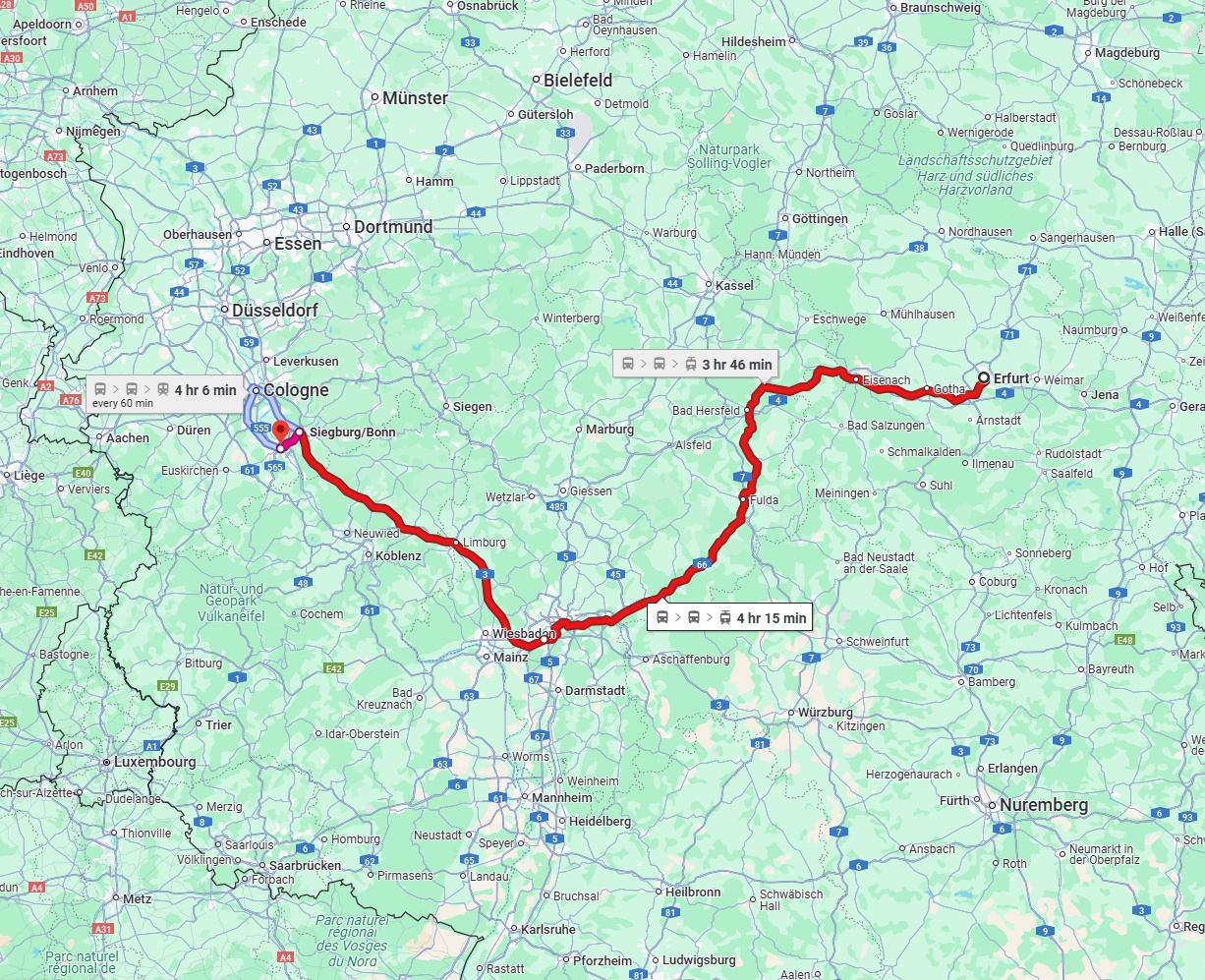 Anreise von Erfurt Zu Bonn Über 
