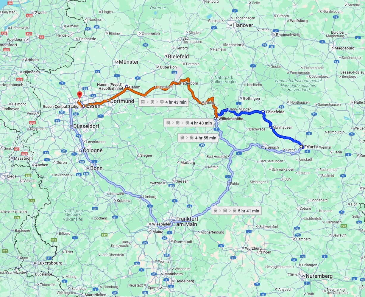 Anreise von Erfurt Zu Bottrop Über 