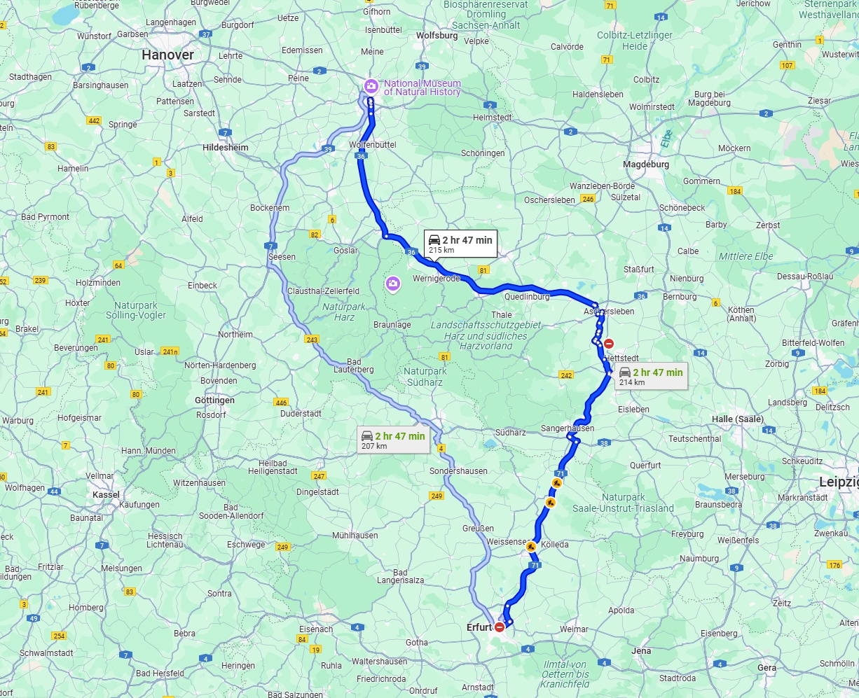 Anreise von Erfurt Zu Braunschweig Über via A36