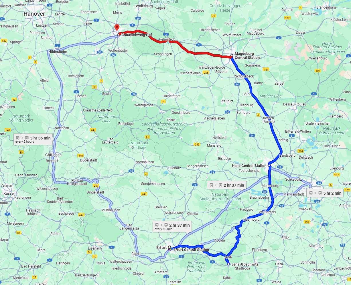 Anreise von Erfurt Zu Braunschweig Über 