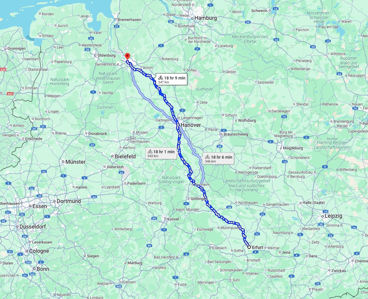 Anreise von Erfurt Zu Bremen Über 