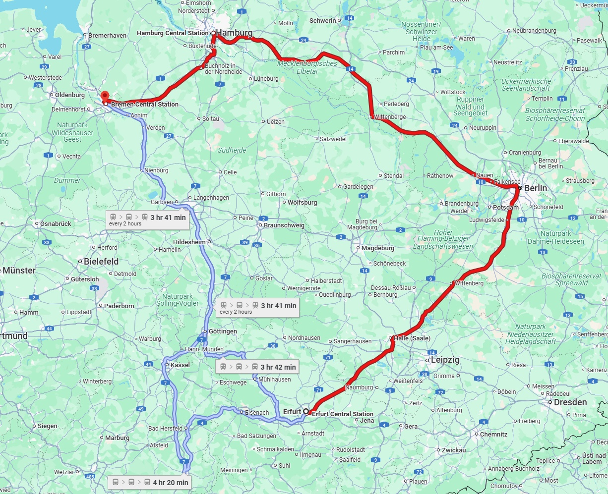 Anreise von Erfurt Zu Bremen Über 