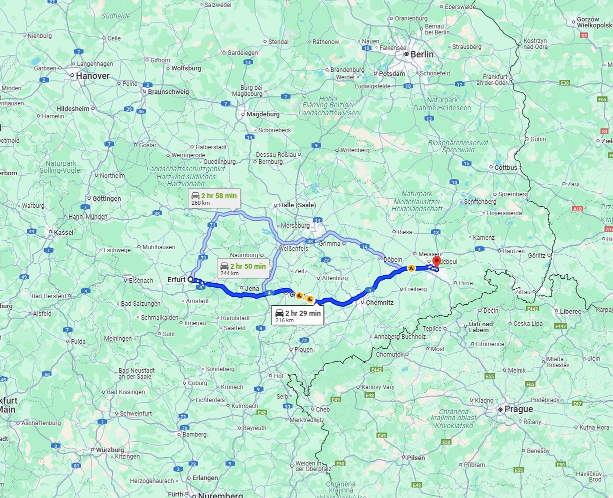 Anreise von Erfurt Zu Dresden Über via A4