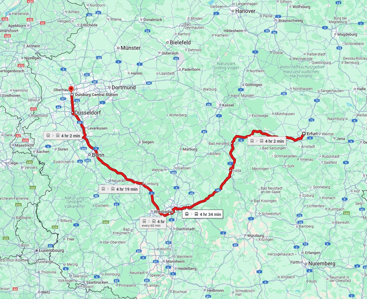 Anreise von Erfurt Zu Duisburg Über 
