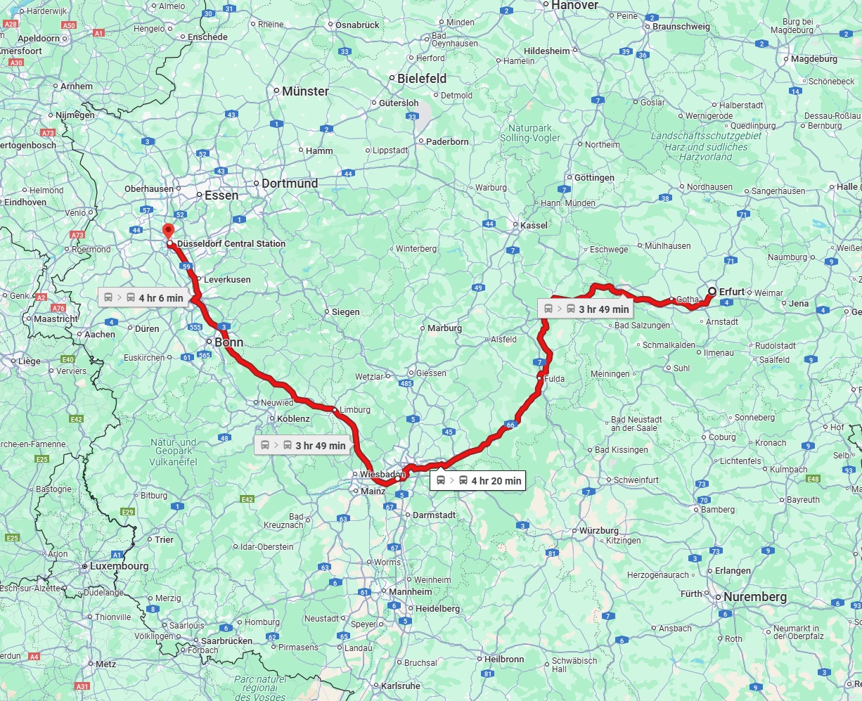 Anreise von Erfurt Zu Düsseldorf Über 