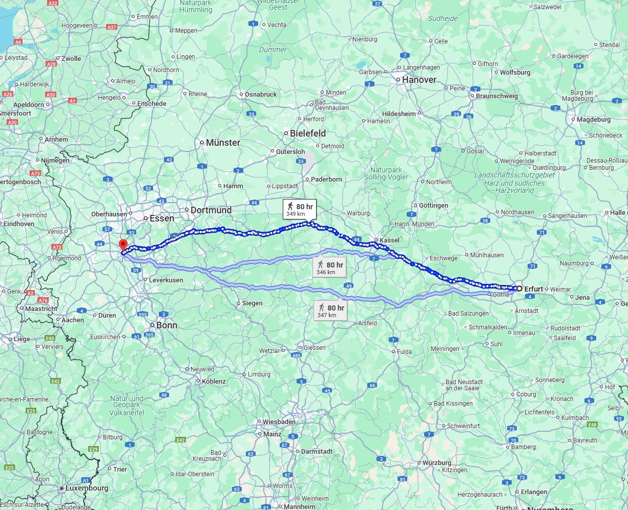 Anreise von Erfurt Zu Düsseldorf Über 