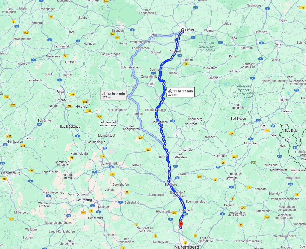 Anreise von Erfurt Zu Erlangen Über 