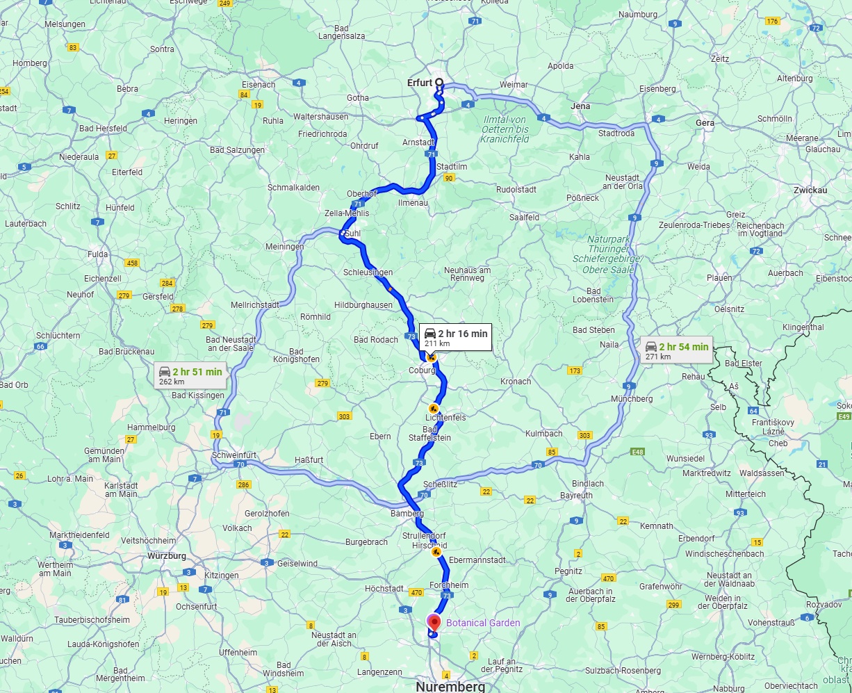 Anreise von Erfurt Zu Erlangen Über via A73