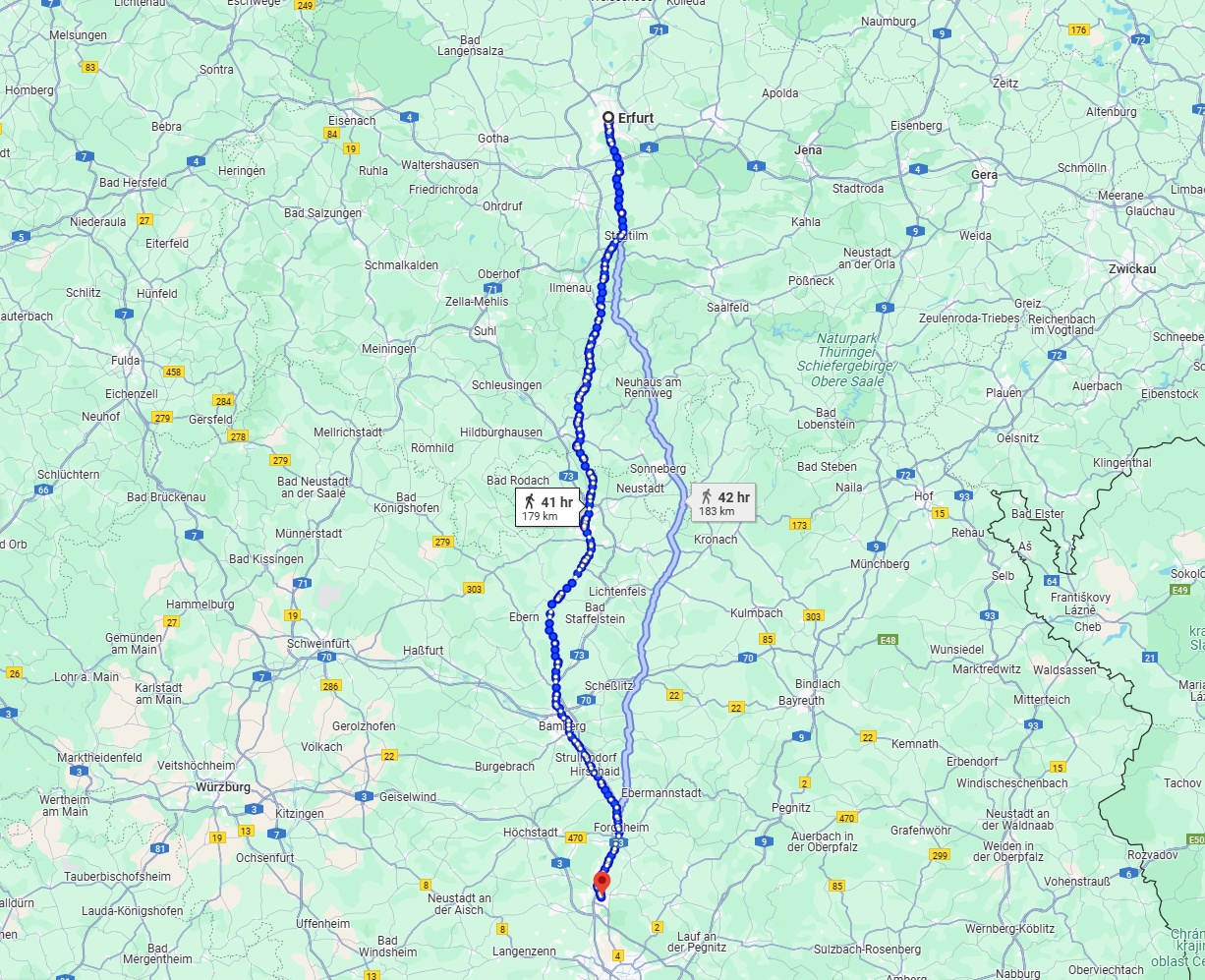 Anreise von Erfurt Zu Erlangen Über 