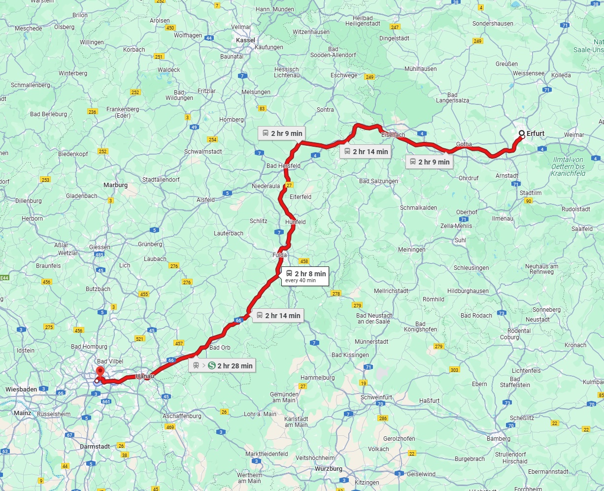 Anreise von Erfurt Zu Frankfurt am Main Über 