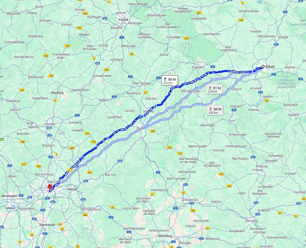 Anreise von Erfurt Zu Frankfurt am Main Über 