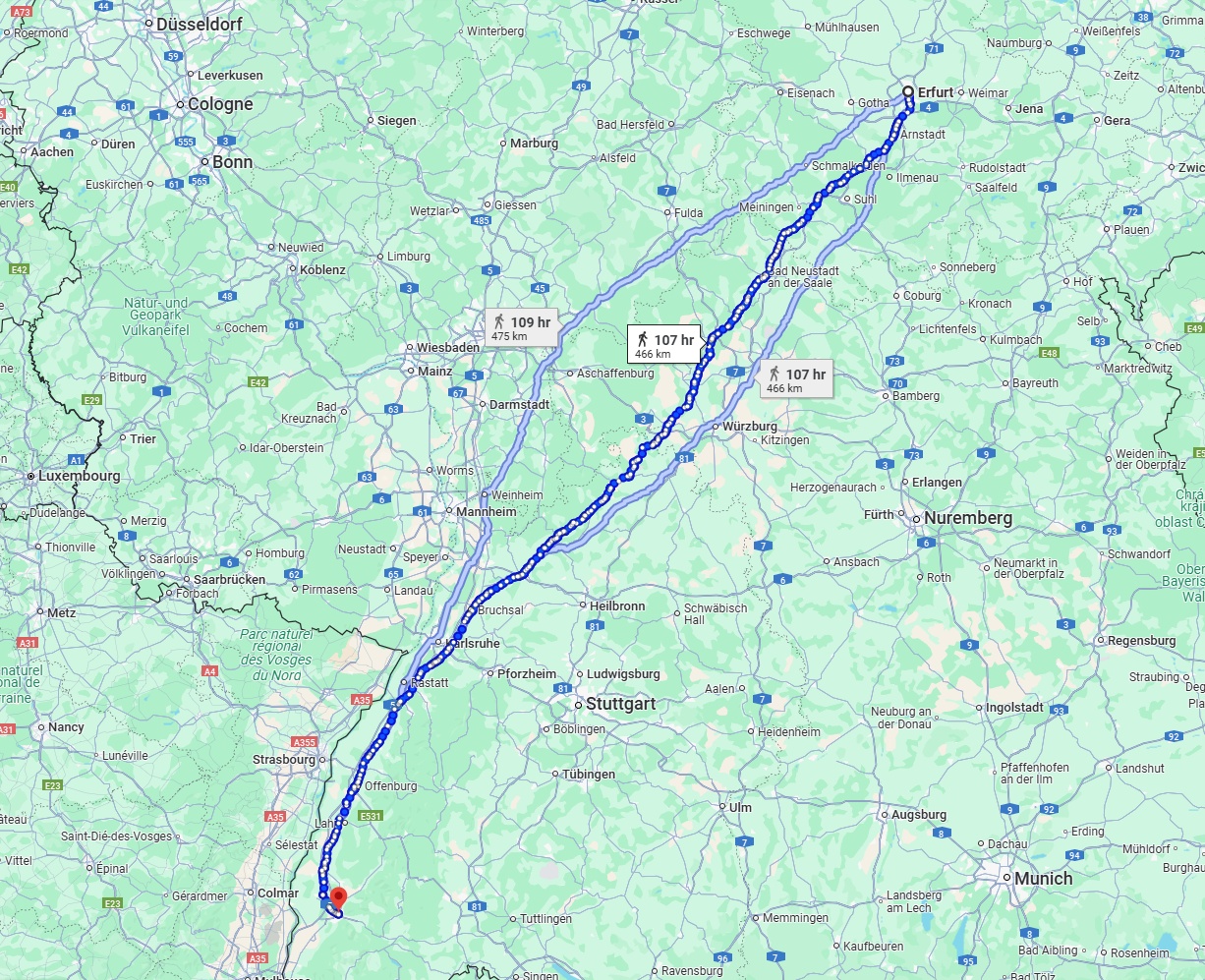Anreise von Erfurt Zu Freiburg im Breisgau Über 