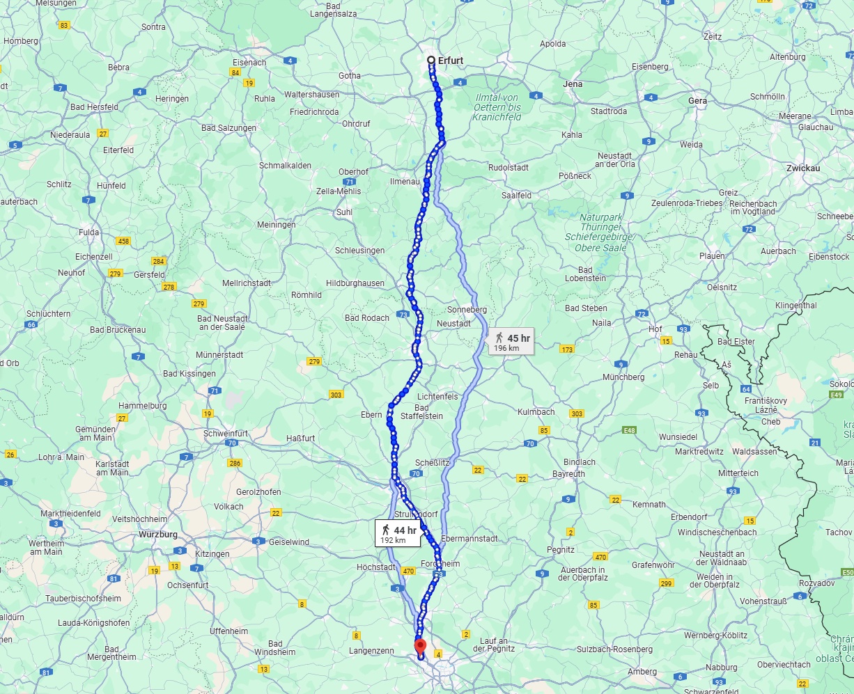Anreise von Erfurt Zu Fürth Über 
