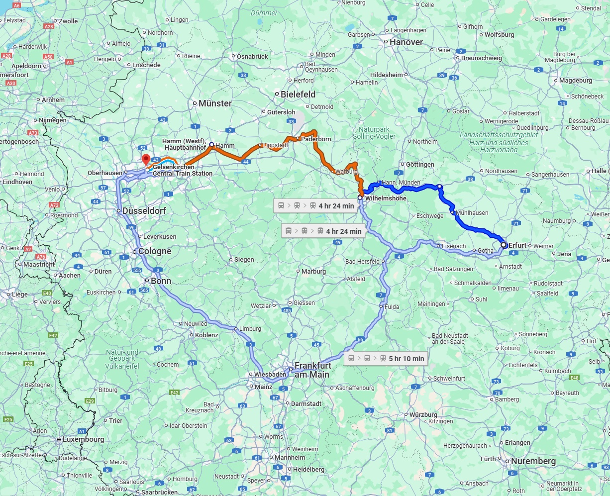 Anreise von Erfurt Zu Gelsenkirchen Über 