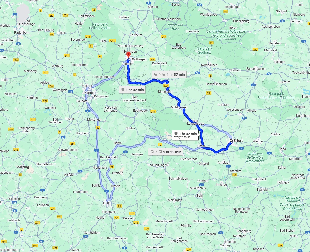 Anreise von Erfurt Zu Göttingen Über 