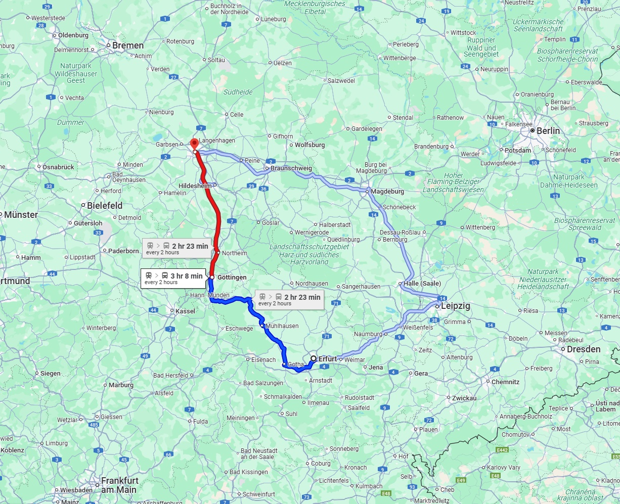 Anreise von Erfurt Zu Hannover Über 