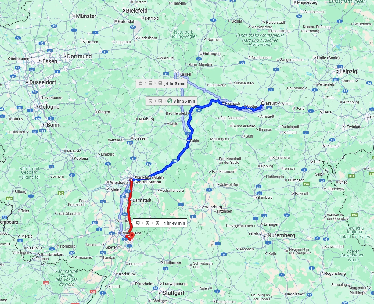 Anreise von Erfurt Zu Heidelberg Über 