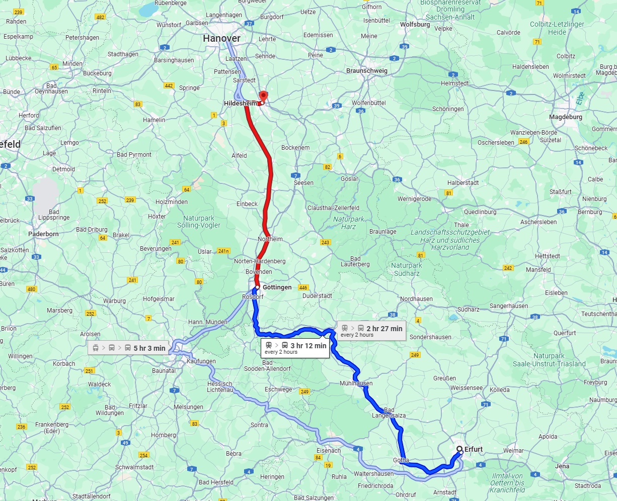 Anreise von Erfurt Zu Hildesheim Über 