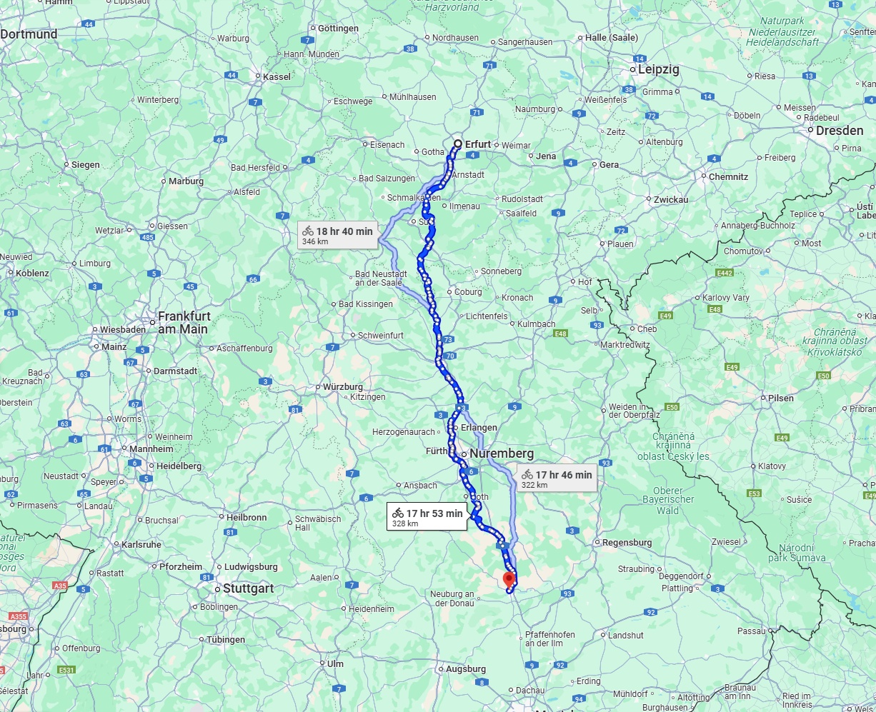 Anreise von Erfurt Zu Ingolstadt Über 