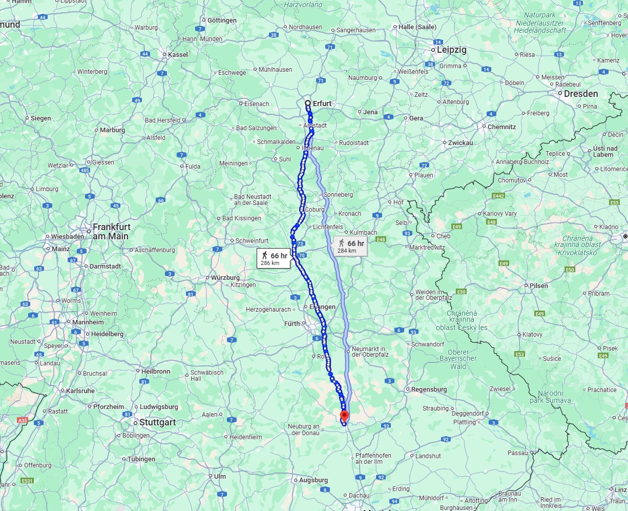 Anreise von Erfurt Zu Ingolstadt Über 