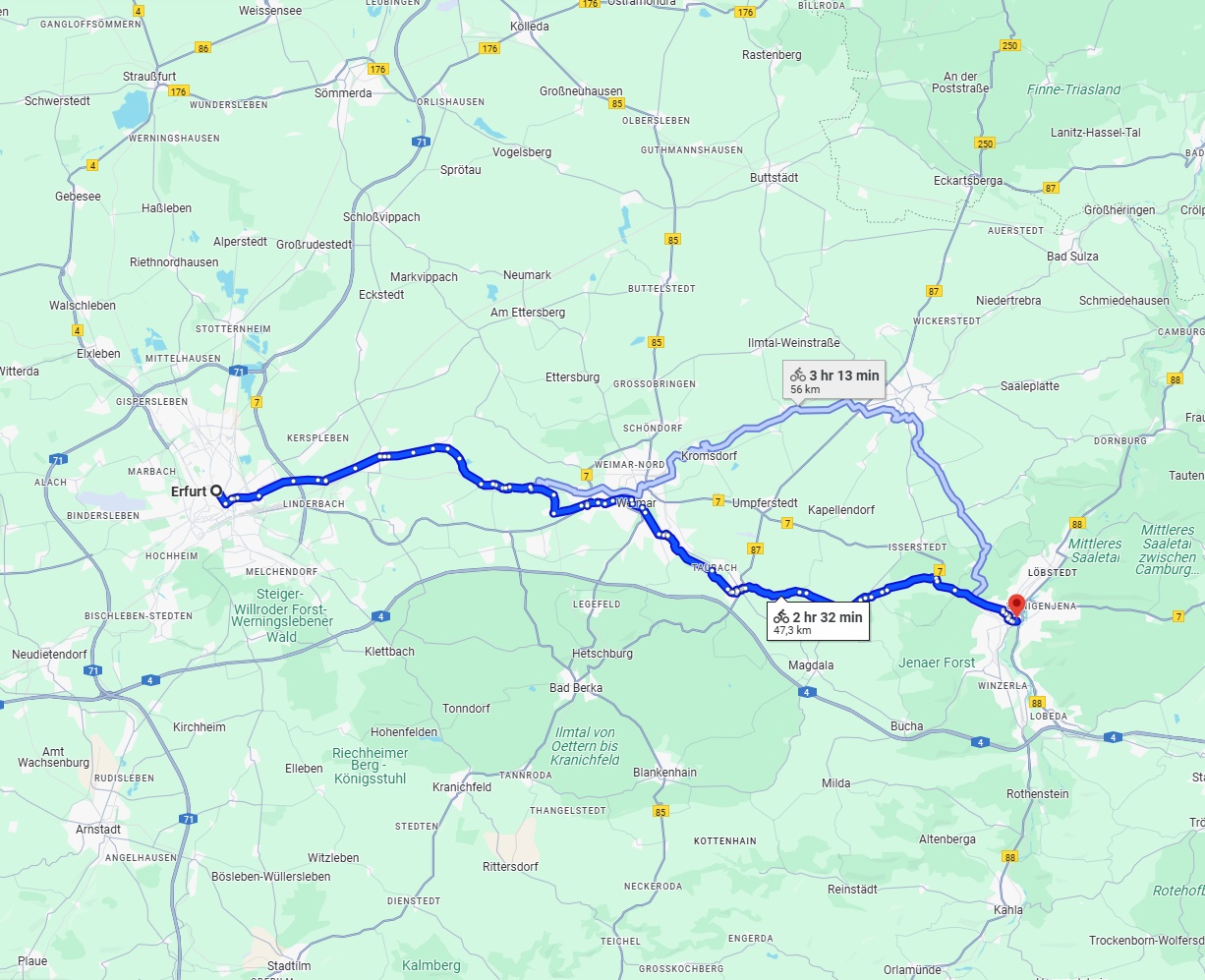 Anreise von Erfurt Zu Jena Über 