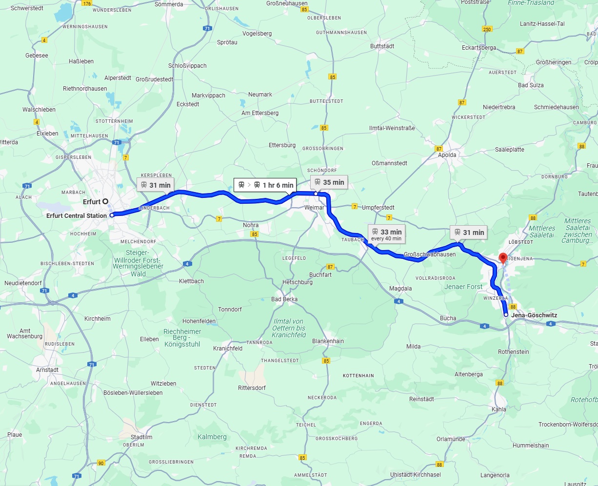 Anreise von Erfurt Zu Jena Über 