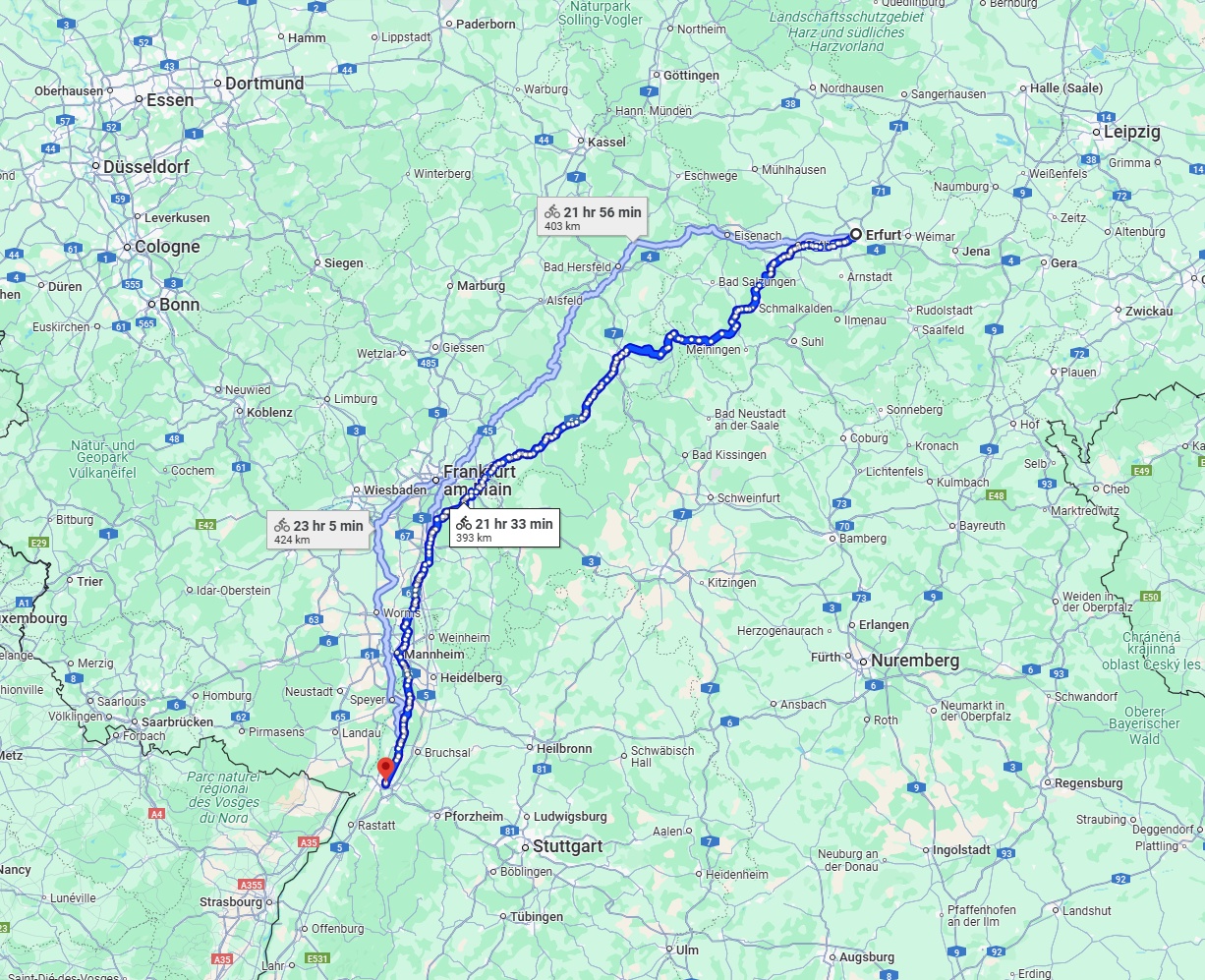 Anreise von Erfurt Zu Karlsruhe Über 