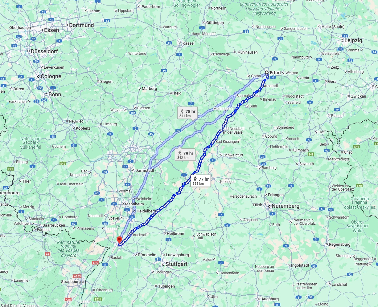 Anreise von Erfurt Zu Karlsruhe Über 