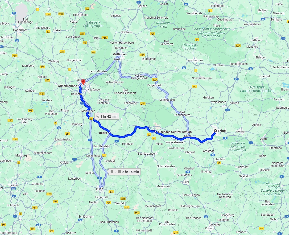 Anreise von Erfurt Zu Kassel Über 