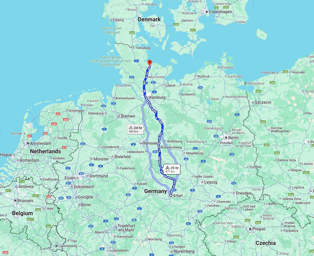 Anreise von Erfurt Zu Kiel Über 