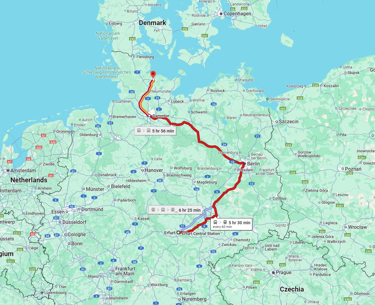 Anreise von Erfurt Zu Kiel Über 