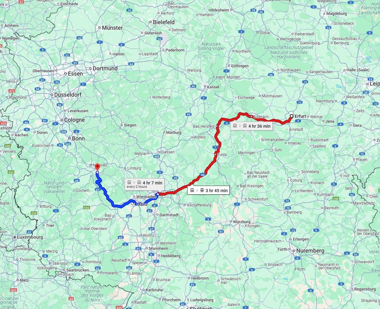 Anreise von Erfurt Zu Koblenz Über 
