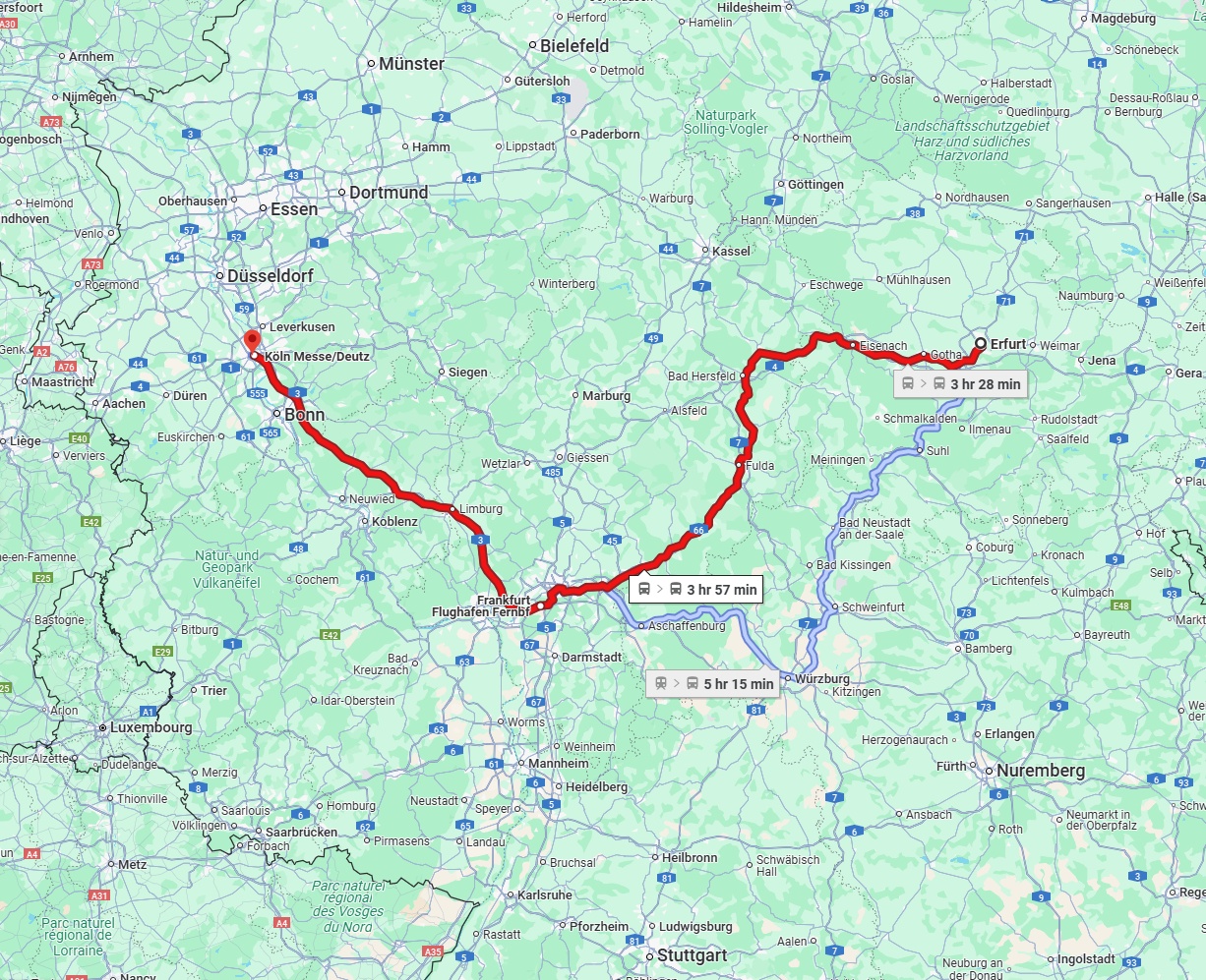 Anreise von Erfurt Zu Köln Über 