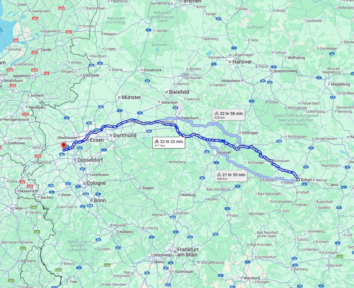 Anreise von Erfurt Zu Krefeld Über 