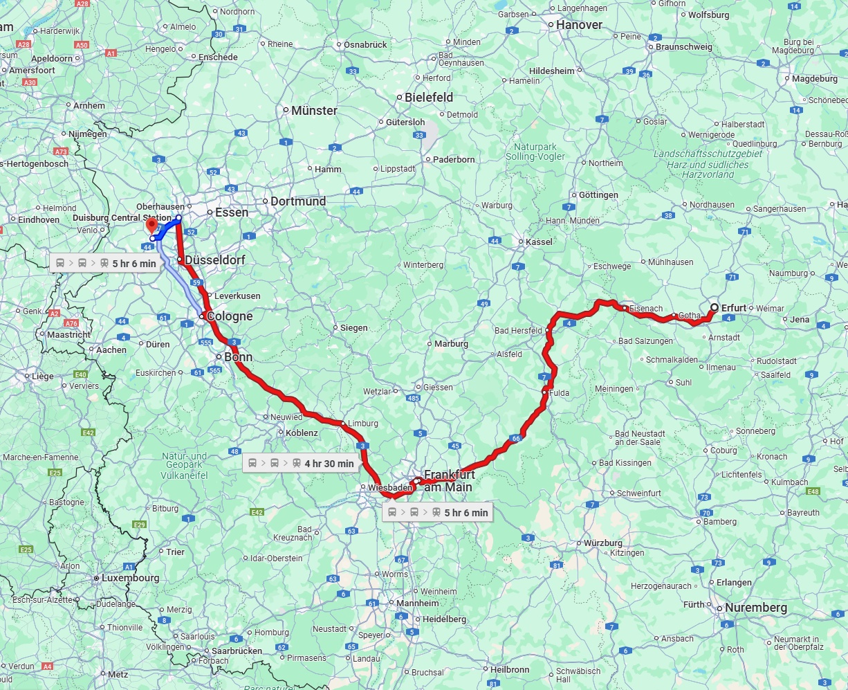 Anreise von Erfurt Zu Krefeld Über 