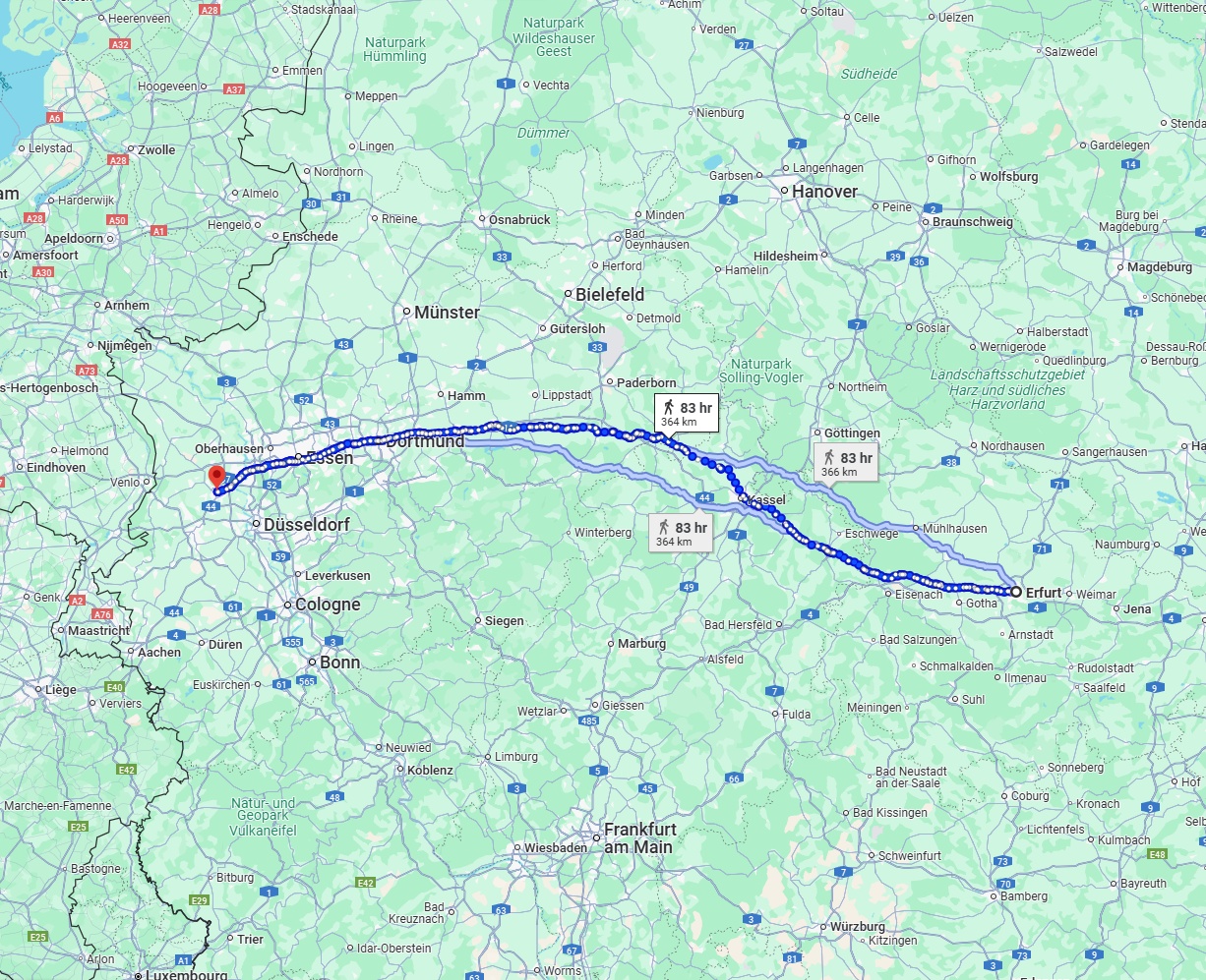 Anreise von Erfurt Zu Krefeld Über 