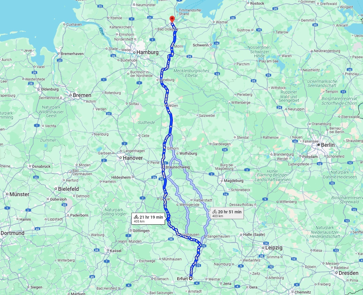 Anreise von Erfurt Zu Lübeck Über 