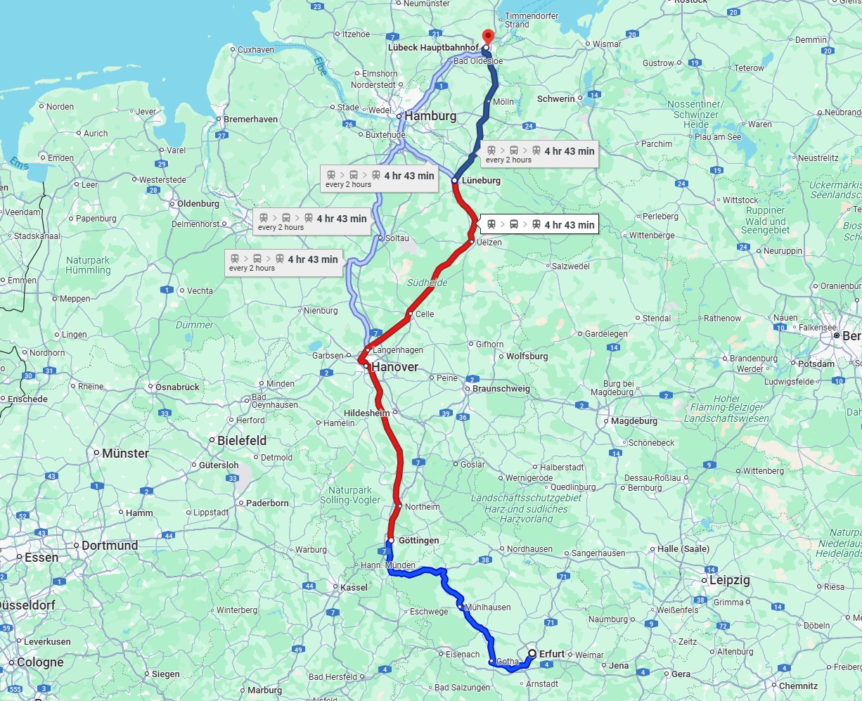 Anreise von Erfurt Zu Lübeck Über 