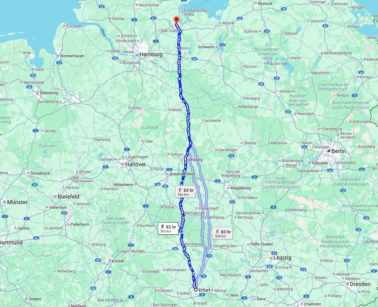 Anreise von Erfurt Zu Lübeck Über 