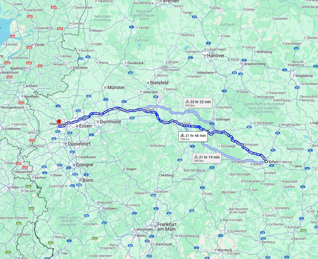 Anreise von Erfurt Zu Moers Über 