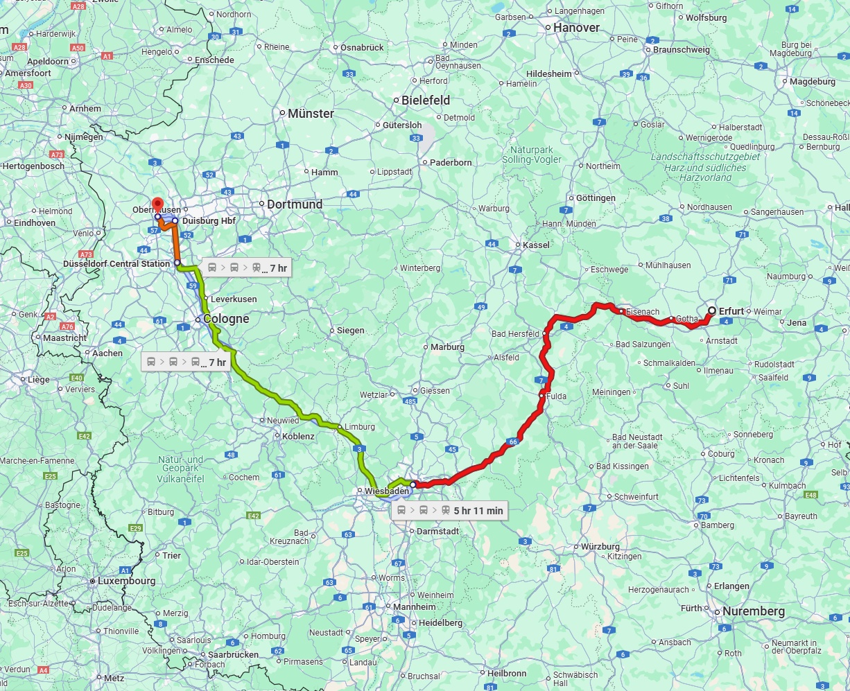 Anreise von Erfurt Zu Moers Über 