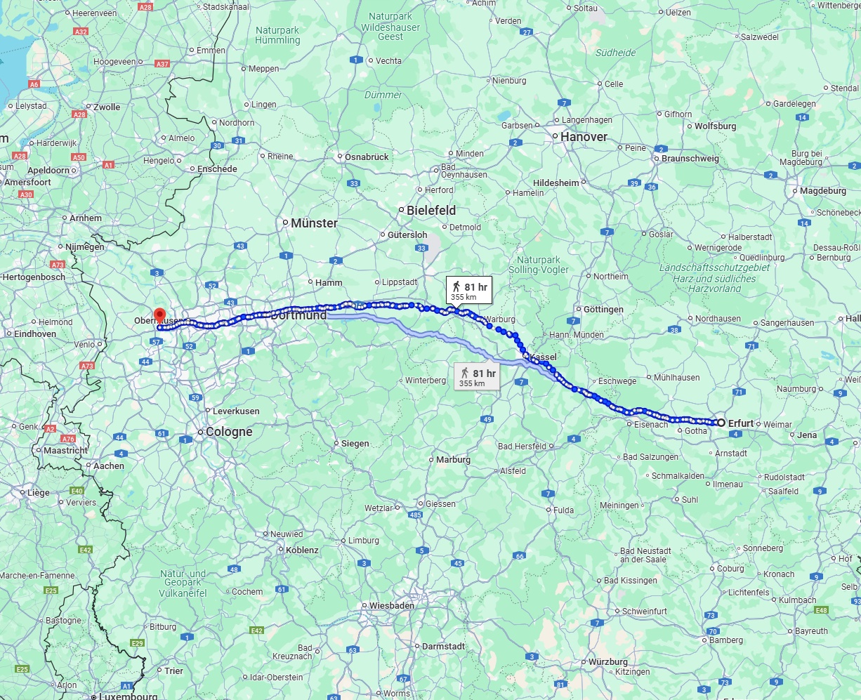 Anreise von Erfurt Zu Moers Über 