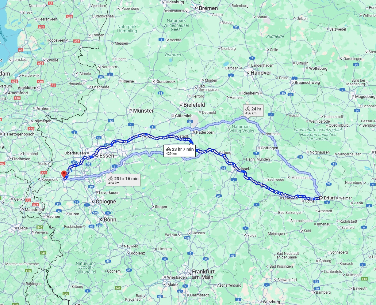 Anreise von Erfurt Zu Mönchengladbach Über 