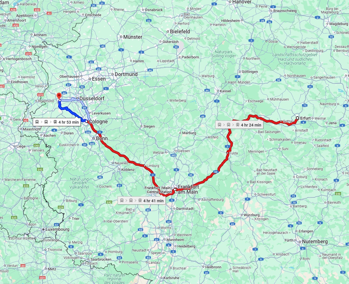 Anreise von Erfurt Zu Mönchengladbach Über 